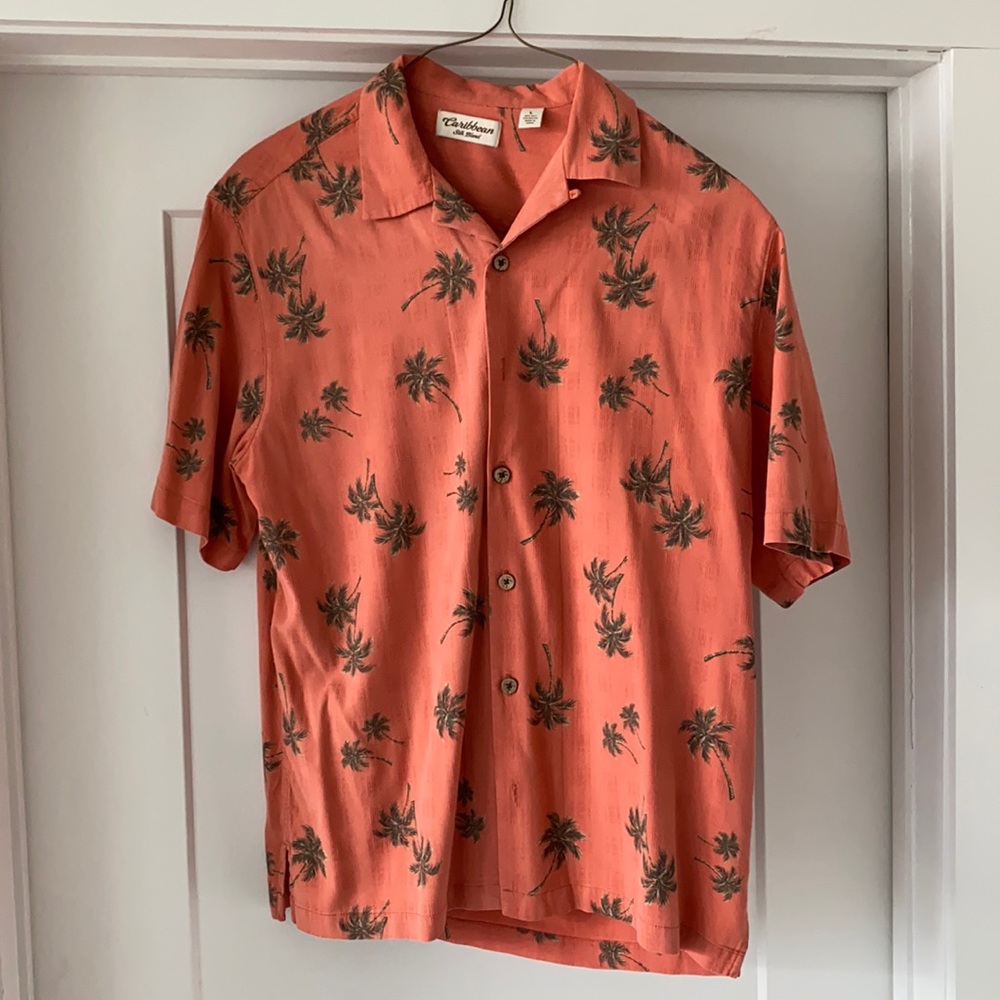 Caribbean silk casual Hawaiian button up shirt